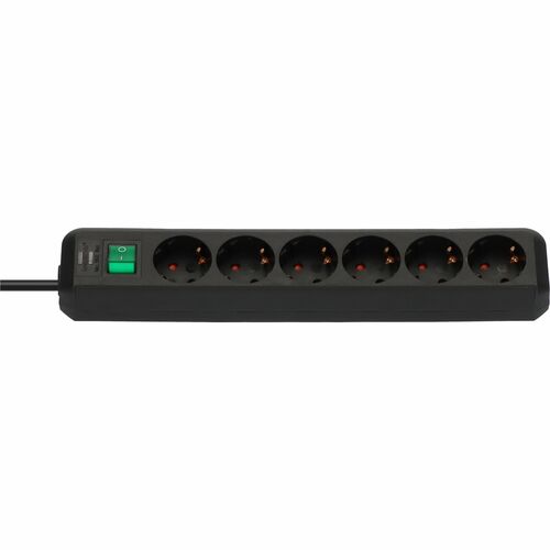 Brennenstuhl Eco-Line Power Strip - Right-angled Connector - 6 x Type F - 3 m Cord - 16 A Current - 230 V AC Voltage - 3.5