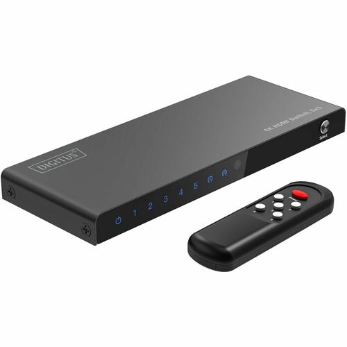 Digitus Audio/Video-Schalter - Kabel - 3840 x 2160 - 4K, 4K UHD - 5 Eingabegerät - TV, Notebook, Spielkonsole - 1 x USB - 