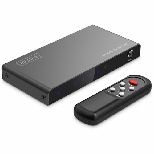 Digitus Audio/Video-Schalter - Kabel - 7680 x 4320 - 8K - TV, Notebook, Spielkonsole - 1 x USB - 3 x HDMI Ein - 1 x HDMI-A