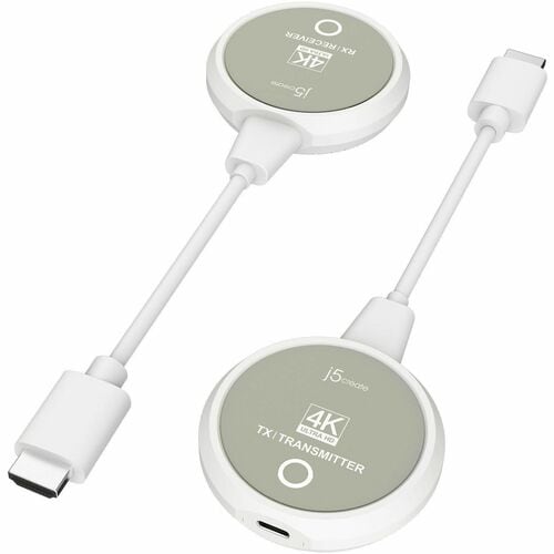 j5create ScreenCast JVAW75-N Video Extender Transmitter/Receiver - Wireless - 30 m Range - 1 x USB - 3840 x 2160 Video Res
