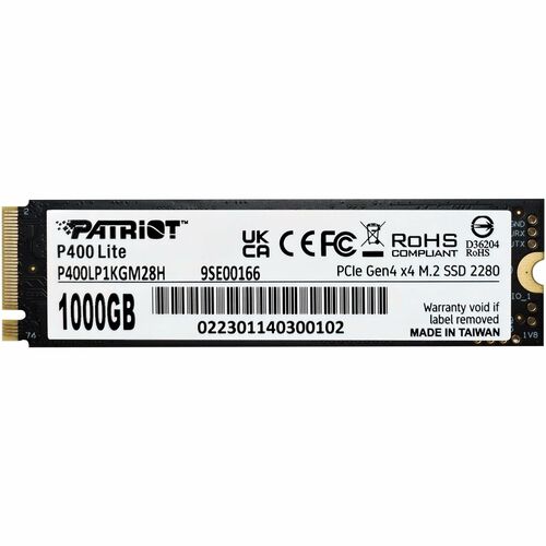 Patriot Memory P400 Lite 1000 GB Solid State Drive - M.2 2280 Internal - PCI Express NVMe (PCI Express NVMe 4.0 x4) - Note