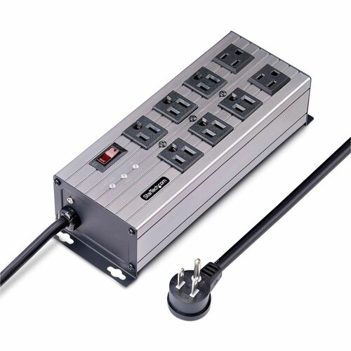 StarTech.com 8-Outlet Industrial Power Strip 125V/15A, EMI/RFI Isolation, Surge Protection, Mountable PDU, 12ft NEMA 5-15P