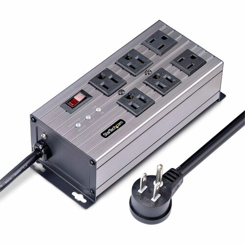 StarTech.com 6-Outlet Industrial Power Strip 125V/15A, EMI/RFI Isolation, Surge Protection, Mountable PDU, 8ft NEMA 5-15P 