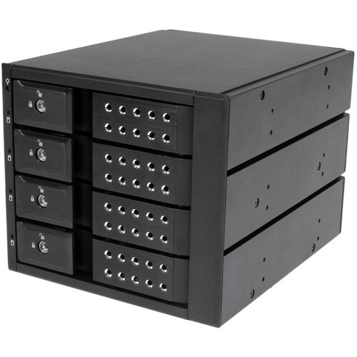 4 DRIVE BAY ALUMINUM TRAYLESS HOT SWAP MOBILE RACK BACKPLANE WITH FAN  LOCK FOR 3.5IN SAS II / SATA III - 6 GBPS HARD DRIV