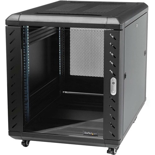 19 INCH 15U SERVER RACK CABINET - 32 DEEP - UP TO 1768 LB - LOCKABLE 4 POST ENCLOSURE W/ CASTERS  LEVELING FEET (RK1536BKF)