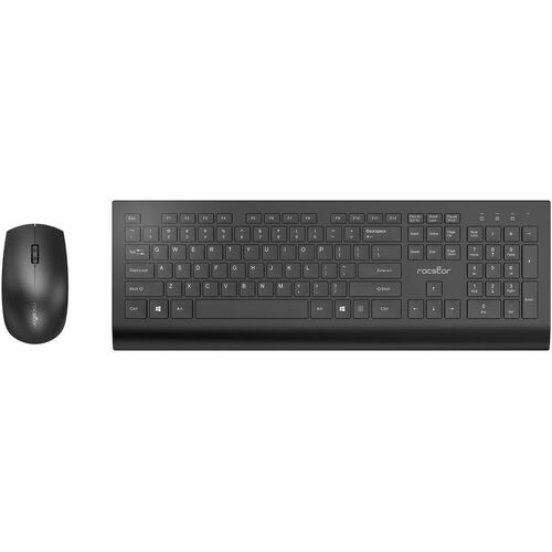 Rocstor Premium Combo Keyboard & Mouse - Wireless RF 2.40 GHz Keyboard - Black - Wireless RF Mouse - 1200 dpi - Black