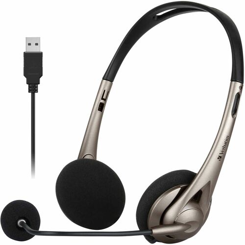 Verbatim Wired Over-the-head, On-ear Stereo Headset - Grey - Binaural - Supra-aural - 32 Ohm - 20 Hz to 20 kHz - 120 cm Ca