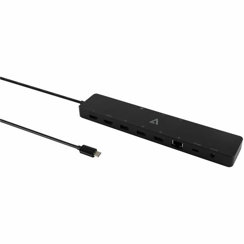 V7 DOCKUCPT2D USB-Typ C Docking Station für Notebook - Ladefunktion - Speicherkartenleser - SD, microSD - 130 W - Schwarz 