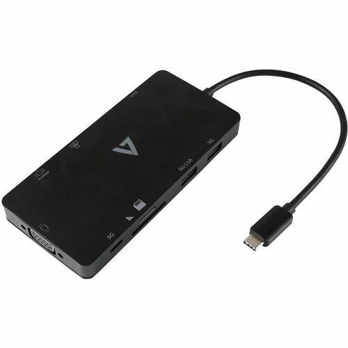 V7 Mini Dock UCMINIDOCK-ALTHV USB Type C Docking Station for Notebook - Charging Capability - Memory Card Reader - SD - Bl