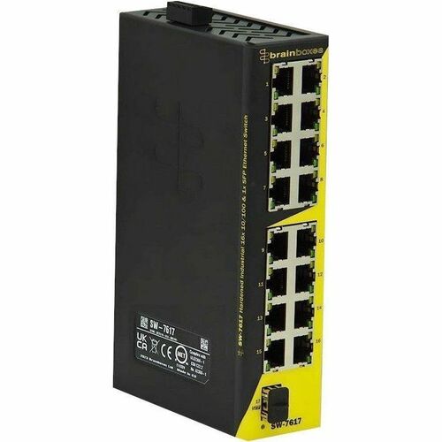 Brainboxes SW-7617 Ethernet Switch - 16 Ports - Fast Ethernet, Gigabit Ethernet - 10/100Base-T, 1000Base-X - 2 Layer Suppo