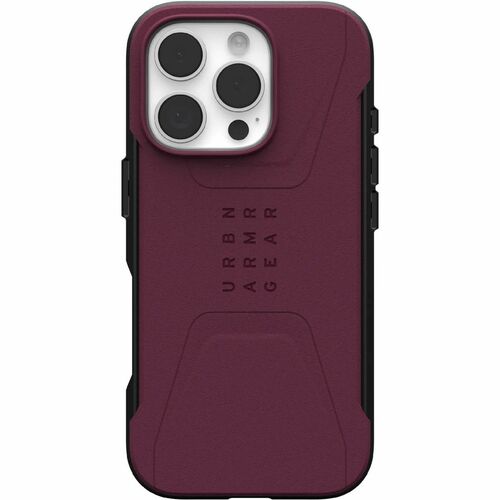 Urban Armor Gear Civilian Carrying Case Apple iPhone 16 Pro Smartphone - Bordeaux - Shock Absorbing, Impact Resistant, Ant
