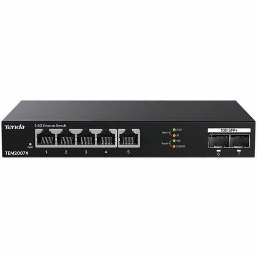 Tenda 5-Port 2.5G Ethernet Switch With 2*10G SFP + Slots - 5 Ports - Gigabit Ethernet, 2.5 Gigabit Ethernet, 10 Gigabit Et