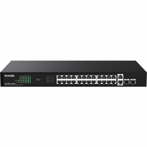 Tenda TEG1128P-24-250W Ethernet Switch - 26 Ports - Gigabit Ethernet - 10/100/1000Base-T, 100/1000Base-X - 2 Layer Support
