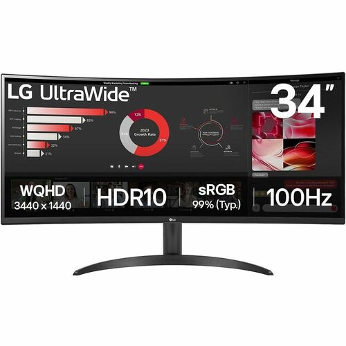 LG Ultrawide 34WR50QK-B 34 Zoll Class WQHD Gekrümmter Bildschirm LED-Monitor - 21:9 Format - Schwarz - 86,4 cm (34 Zoll) V