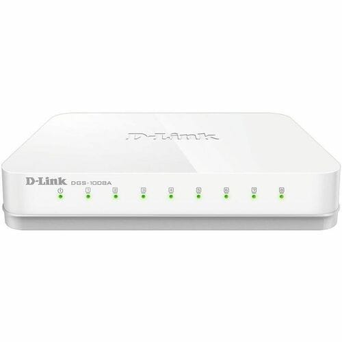 D-Link DGS-1008A 8 Ports Ethernet Switch - Gigabit Ethernet, Fast Ethernet - 10/100/1000Base-T - 2 Layer Supported - 4.80 