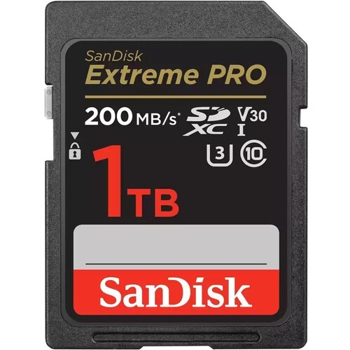 SanDisk Extreme PRO 1 TB Class 10/UHS-I (U3) V30 SDXC - 200 MB/s Read - 140 MB/s Write