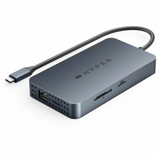 Hyper HyperDrive HDM1H USB Type C Docking Station for Desktop PC/Notebook/Monitor - Memory Card Reader - SD - 100 W - 2 Di