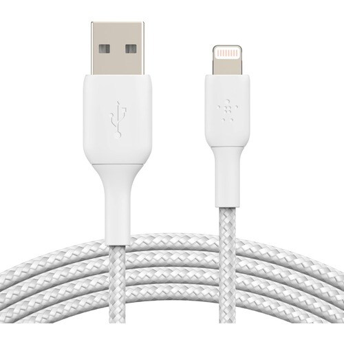 Belkin MFi Certified Braided Lightning to USB-A Charge and Sync Cable, 6.6 Feet / 2 Meters, White