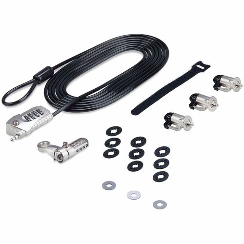 StarTech.com Laptop/Desktop & Peripheral Lock Kit, 9.8ft (3m) Steel Cable, Theft-Deterring Security Lock, K-Slot, For 3x D