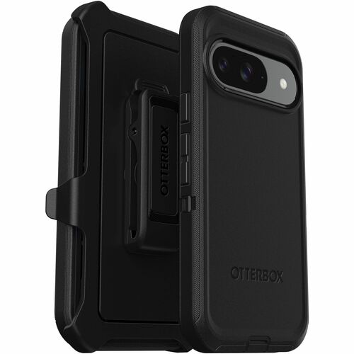 OtterBox Defender Carrying Case (Holster) Google Pixel 9 Pro, Pixel 9 Smartphone - Black - Black-Retail Packaging-7.75 x 4