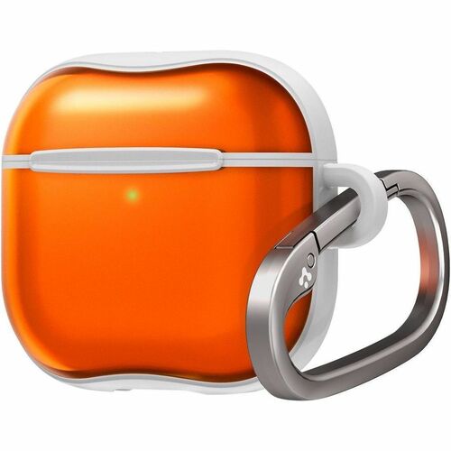 Spigen Classic C1 Charging Case Apple AirPods 4 - Tangerine - Polycarbonate Body - Carabiner Clip - 50.3 mm Height x 63 mm