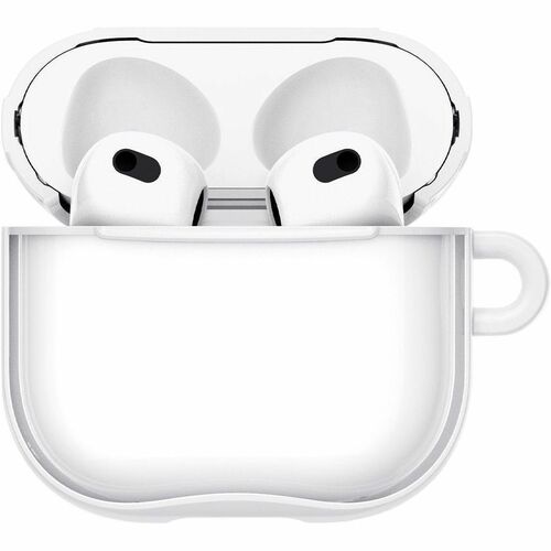 Spigen Ultra Hybrid Carrying Case Apple AirPods 4 - Jet White - Scratch Resistant - Polycarbonate Body - Carabiner Clip - 