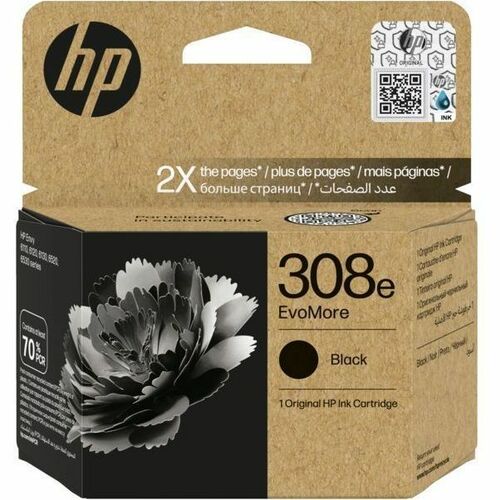 HP EvoMore 308e Original Standard Yield Thermal Inkjet Ink Cartridge - Black - 1 Pack - 320 Pages