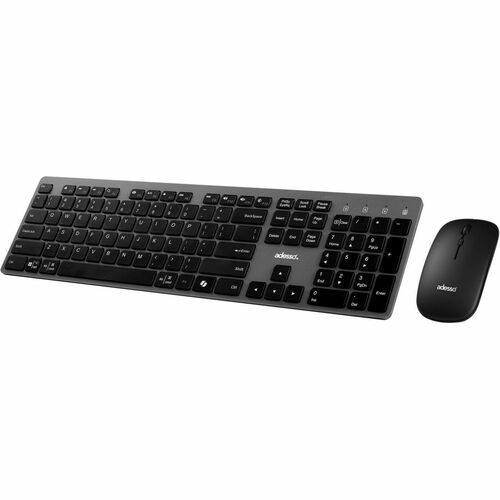 Adesso EasyTouch WKB-7300 Keyboard & Mouse - English (UK) - USB Type C Scissors Wireless RF 2.40 GHz Keyboard - 112 Key - 