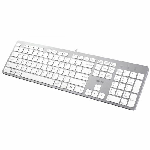 Adesso EasyTouch AKB-730UW Keyboard - Full-size - Cable Connectivity - USB Type C Interface - English (UK) - White - Sciss
