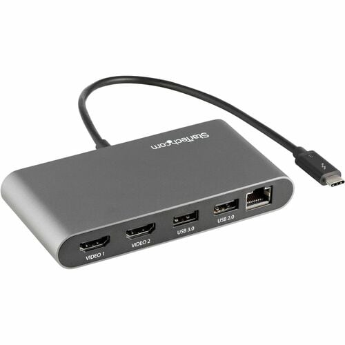StarTech.com Thunderbolt 3 Docking Station for Notebook - Black, Silver - 2 Displays Supported - 4K - 3840 x 2160 - 1 x US