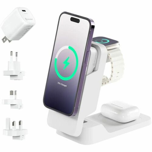 Matrix Ultimate Power Bank - White - For AirPod, Apple Watch, Smartphone, Qi-enabled Device, iPhone - 1 x Type-C 27.5W - 5
