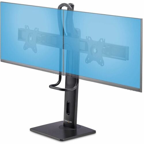 StarTech.com Crossbar Dual Monitor Desk Stand For 27inch Screens, Max Cap 26.4lb, VESA Mount 75x75/100x100, Toolless Heigh