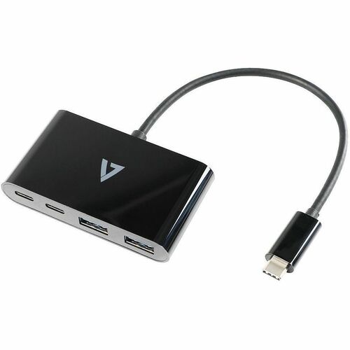 V7 V7UC2A2CHUB-BLK USB Hub - USB Type C - 5 GB/s - Smartphone, Notebook - Black - 4 Total USB Port(s) - PC, Mac