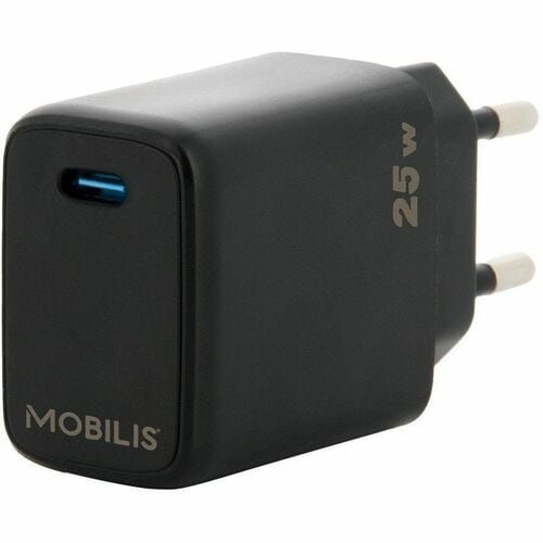 MOBILIS 25 W AC Adapter - Universal Adapter - 1 USB Type-C - For Smartphone, Tablet PC - Black