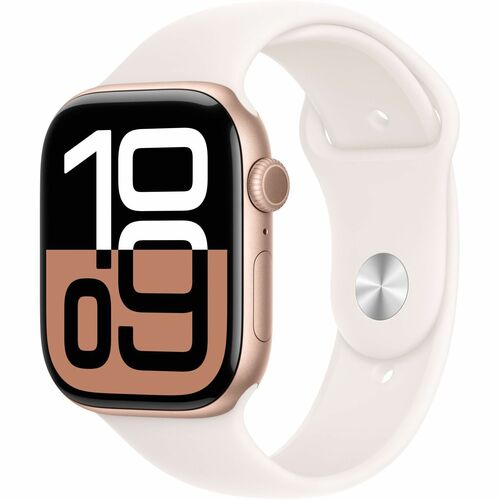 Watch Series 10 GPS 46mm Rose Gold Aluminium Case with Light Blush Sport Band - S/M