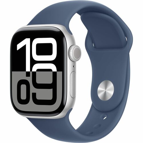 Apple Watch Series 10 Smart Watch - 42 mm Case Height - 36 mm Case Width - Argenté Case Color - Denim Band Color - Alumini
