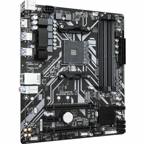 Gigabyte Ultra Durable B450M DS3H V3 Gaming Desktop Motherboard - AMD B450 Chipset - Socket AM4 - Micro ATX - Ryzen 5, Ryz