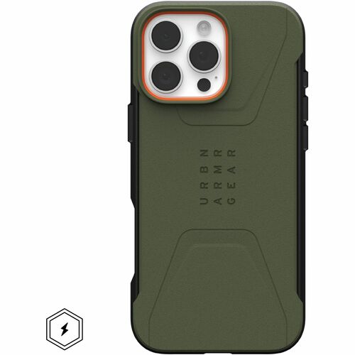 Urban Armor Gear Civilian Carrying Case Apple iPhone 16 Pro Max Smartphone - Olive Drab - Drop Resistant, Shock Absorbing,