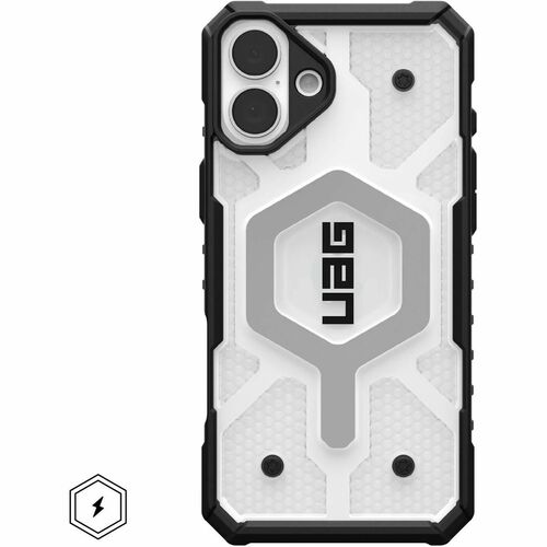 Urban Armor Gear Pathfinder Clear Case for Apple iPhone 16 Plus Smartphone - Hex pattern - Ice/Silver - Impact Resistant, 