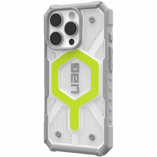 Urban Armor Gear Pathfinder Clear Case for Apple iPhone 16 Pro Smartphone - Hex Pattern - Active Neon - Drop Resistant, Im