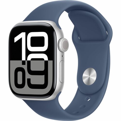 Apple Watch Series 10 Smartwatch - 42 mm Case Height - 36 mm Case Width - Silber Case Color - Denim Band Color - Aluminium