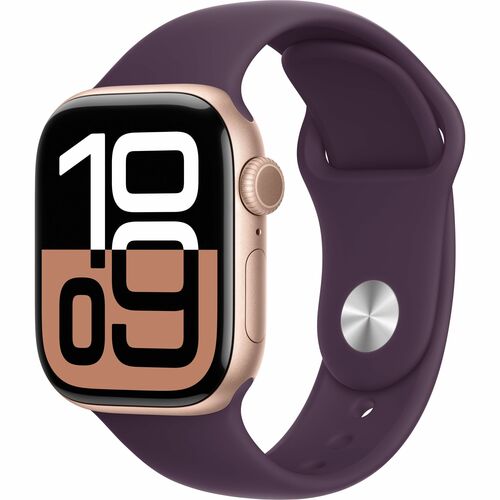 Apple Watch Series 10 Smart Watch - 46 mm Case Height - 39 mm Case Width - Rose Gold Case Color - Plum Band Color - Alumin