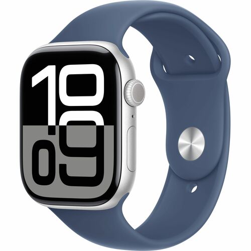 Apple Watch Series 10 Smart Watch - 42 mm Case Height - 36 mm Case Width - Silver Case Color - Denim, Blue Band Color - Al