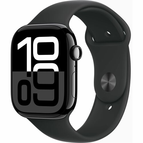 Apple Watch Series 10 Smart Watch - 46 mm Case Height - 39 mm Case Width - Jet Black Case Color - Black Band Color - Alumi