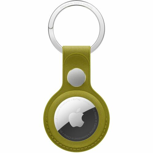 Apple AirTag Asset Tracking Tag Holder - Micro Twill, Stainless Steel - Chartreuse - Key Ring
