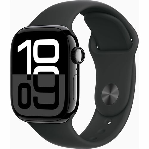 Apple Watch Series 10 Smart Watch - 42 mm Case Height - 36 mm Case Width - Jet Black Case Color - Black Band Color - Alumi