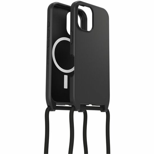 OtterBox React Carrying Case Apple iPhone 16 Smartphone - Black - Drop Resistant - Plastic, Nylon Body - Neck Strap - 163.