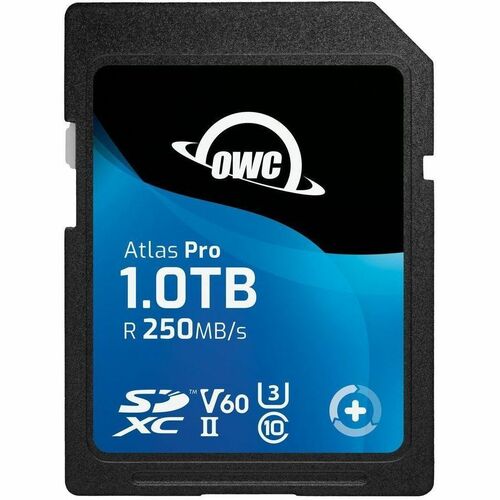 OWC Atlas Pro 1 TB Class 10/UHS-II (U3) V60 SDXC - 1 - TAA Compliant - 250 MB/s Read - 130 MB/s Write - 3 Year Warranty