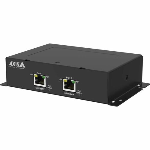 AXIS TU8010 PoE-Erweiterung - 1 x RJ-45 Eingangsport(s) - 2 x RJ-45 Ausgangsport(s) - 90 W - Schwarz