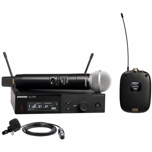 Shure Digital Wireless Combo System with SM58 Handheld and WL185m Lavalier Microphone - 558 MHz to 616 MHz Operating Frequ